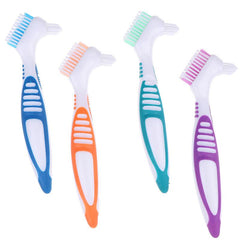 Denture Brush Layered Bristles & Ergonomic Handle Portable Double Sided