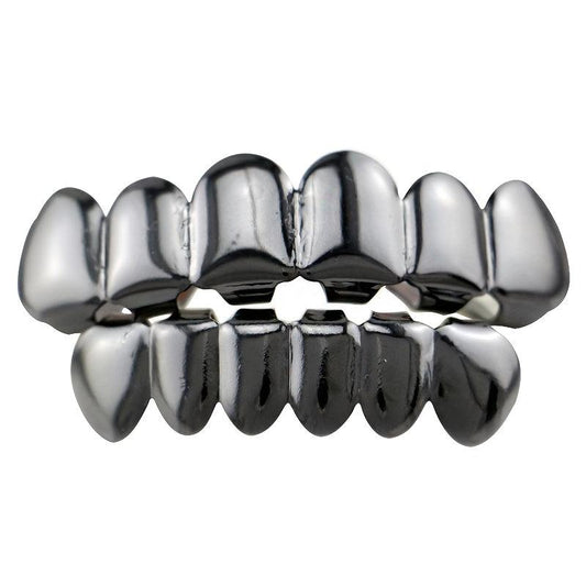 Glossy Hollow Fangs Hip hop Braces Grillz 18K Electroplated Copper Teeth