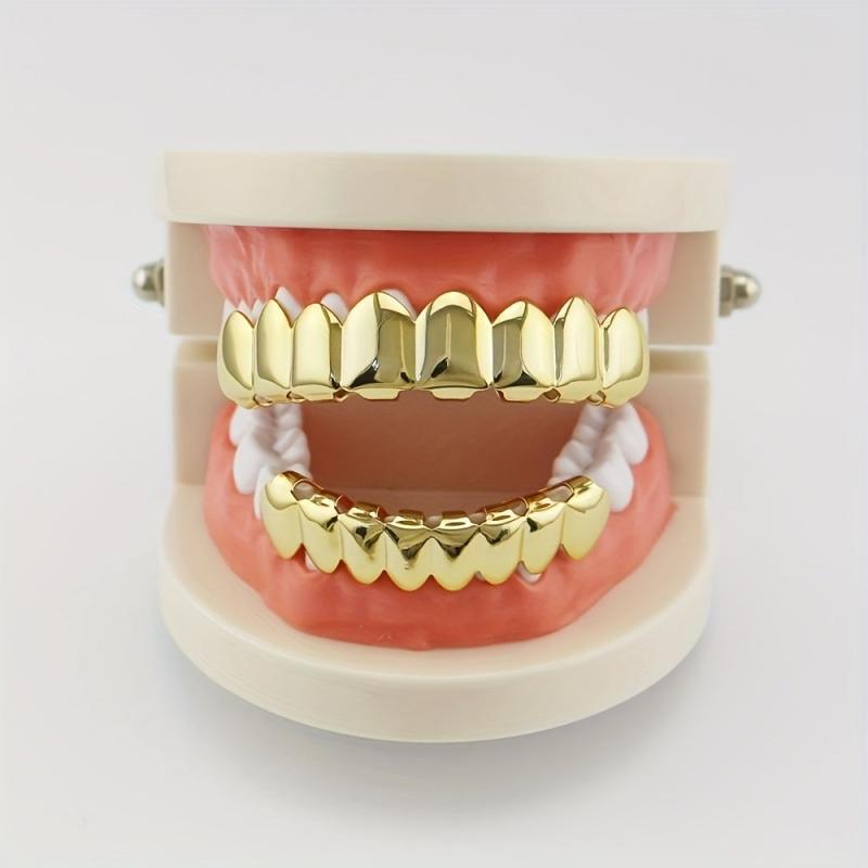 Silvery Teeth Grillz Set Top & Bottom Hip Hop Rapper Jewelry