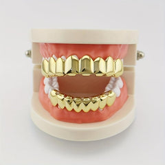 Silvery Teeth Grillz Set Top & Bottom Hip Hop Rapper Jewelry