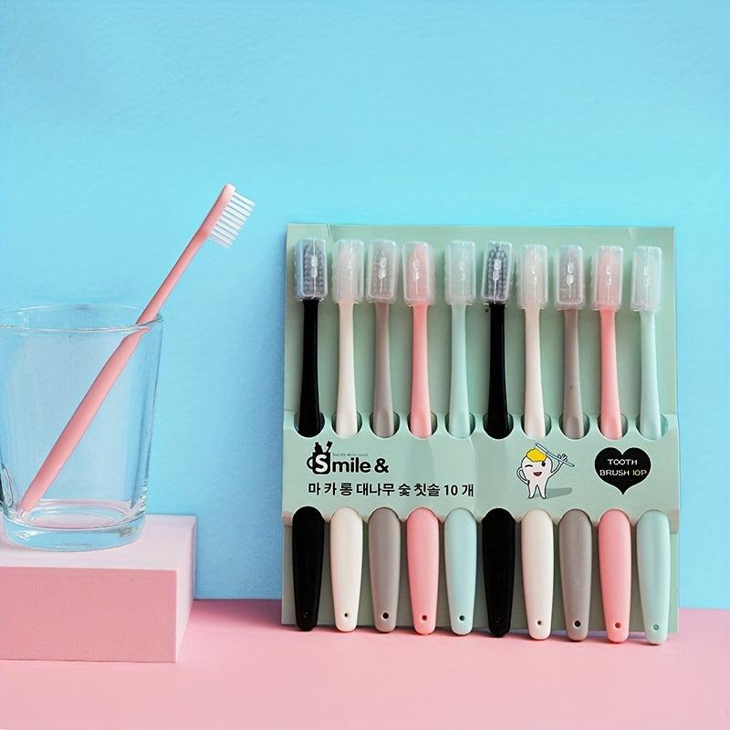 10pcs Macaron Travel Toothbrush Ice Cream Soft Bristle