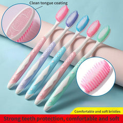 10pcs Soft Filament ToothBrush Rounded Brush Head Easy Remover Non Slip Handle