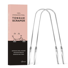2pcs Metal Tongue Cleaner Easy Use Stainless Steel Scraper Tongue Care