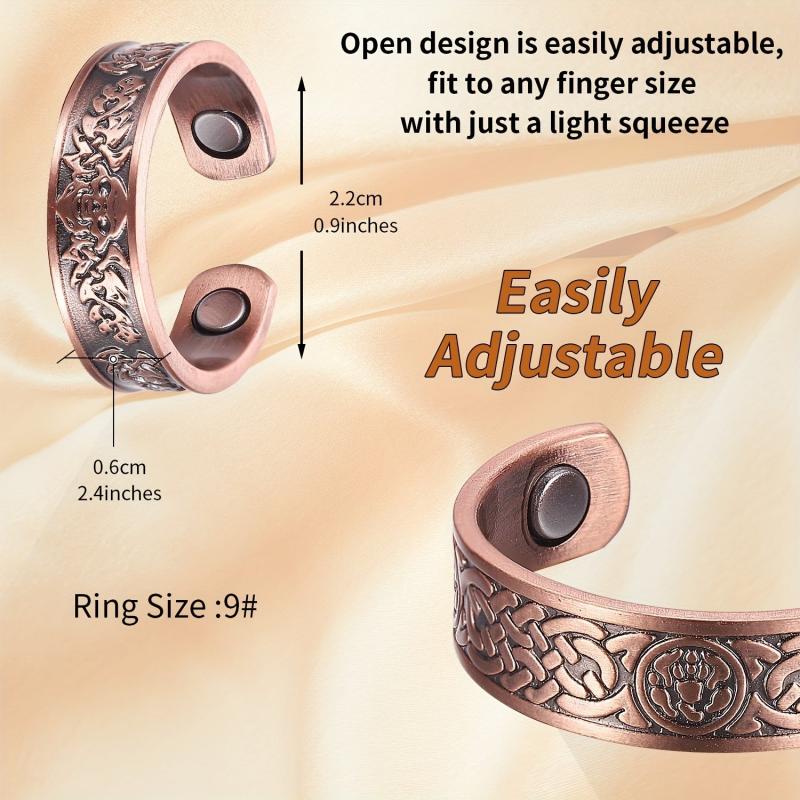 Copper Magnetic Ring for Men Women Adjustable Finger Ring