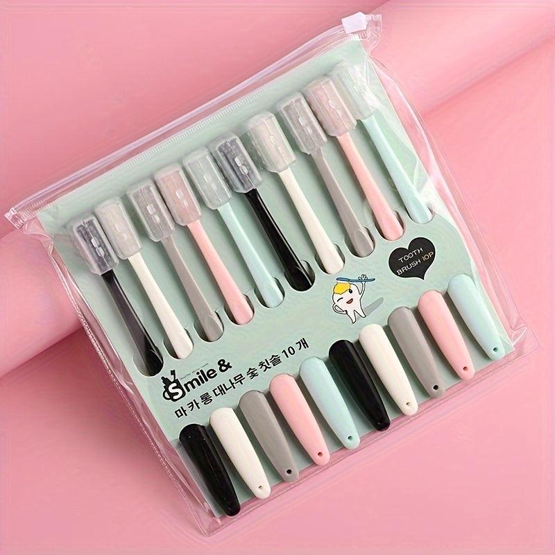 10pcs Travel Soft Manual Toothbrushes - Soft Bristles For Sensitive Teeth Gums