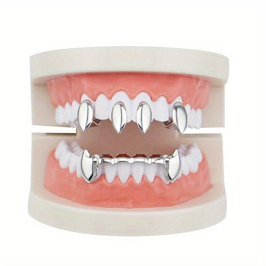 5PCS Golden Teeth Grillz Hip Hop Rapper Jewelry Halloween Gift