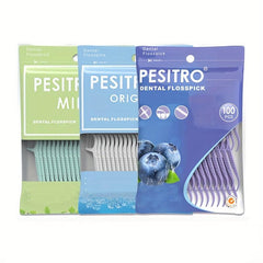 100-300 Dental Flossers Mint Blueberry Flavor Soft Floss Picks