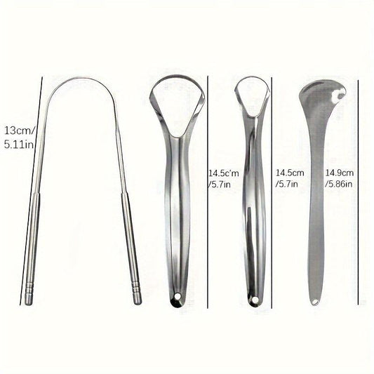 2pcs Tongue Scraper Reduce Bad Breath Stainless Steel Oral Care Tool