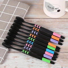 10pcs Bamboo Charcoal Bristle Toothbrushes for Deep Oral Care Adults