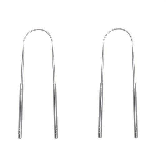 2pcs Tongue Scraper Stainless Steel Oral Care Mental Cleaning Tools