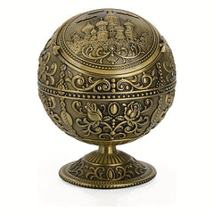Castle Bronze Vintage Windproof Ashtray Desktop Portable Ashtray with Lid