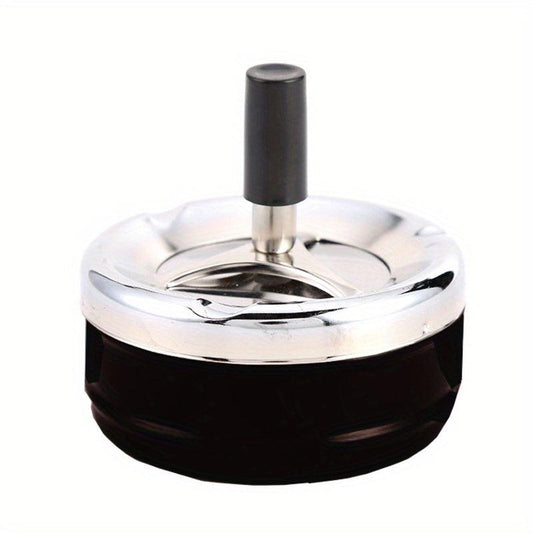 Large Round Push Down Cigarette Ashtray with Spinning Tray