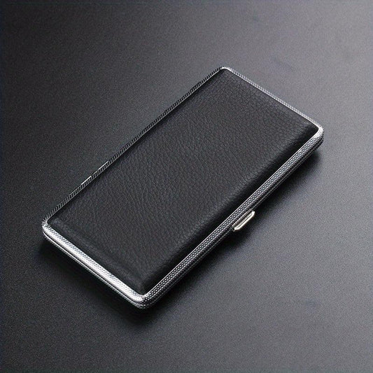 Leather Metal Cigarette Case Holds 14 Cigarettes Extra Long