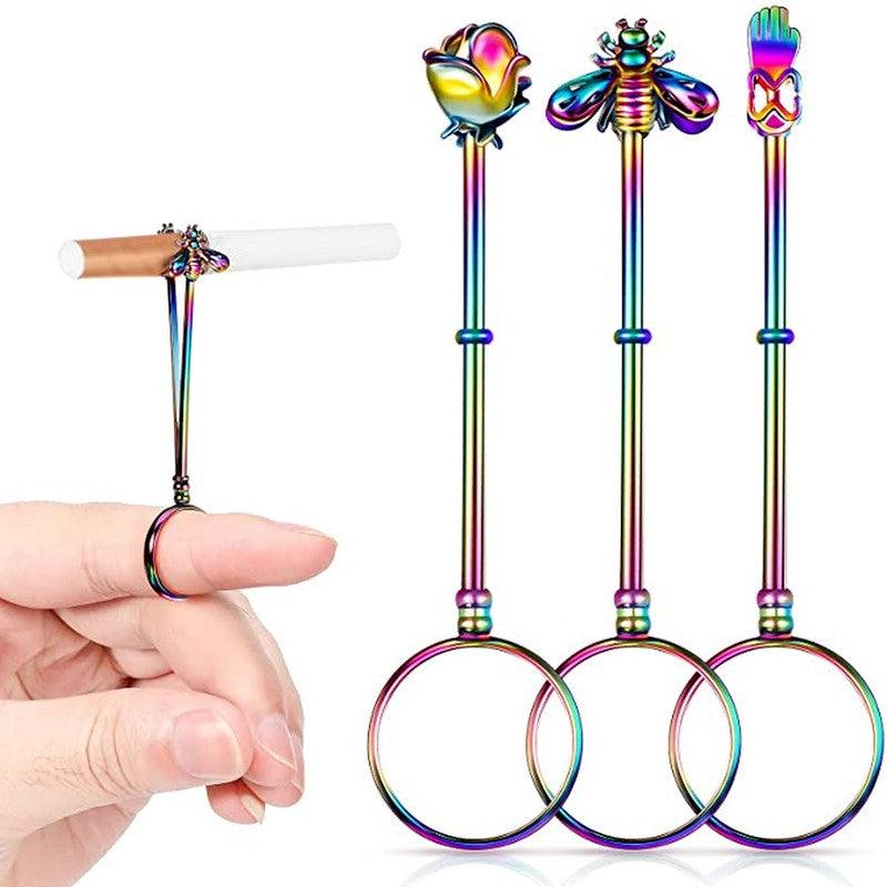 Portable Metal Cigarette Holder Ring Bee Rose Hand Finger Gift Women Men