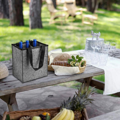 Felt Wine Tote Bag For 6 Bottles - Reusable Wine Bottle Carrier
