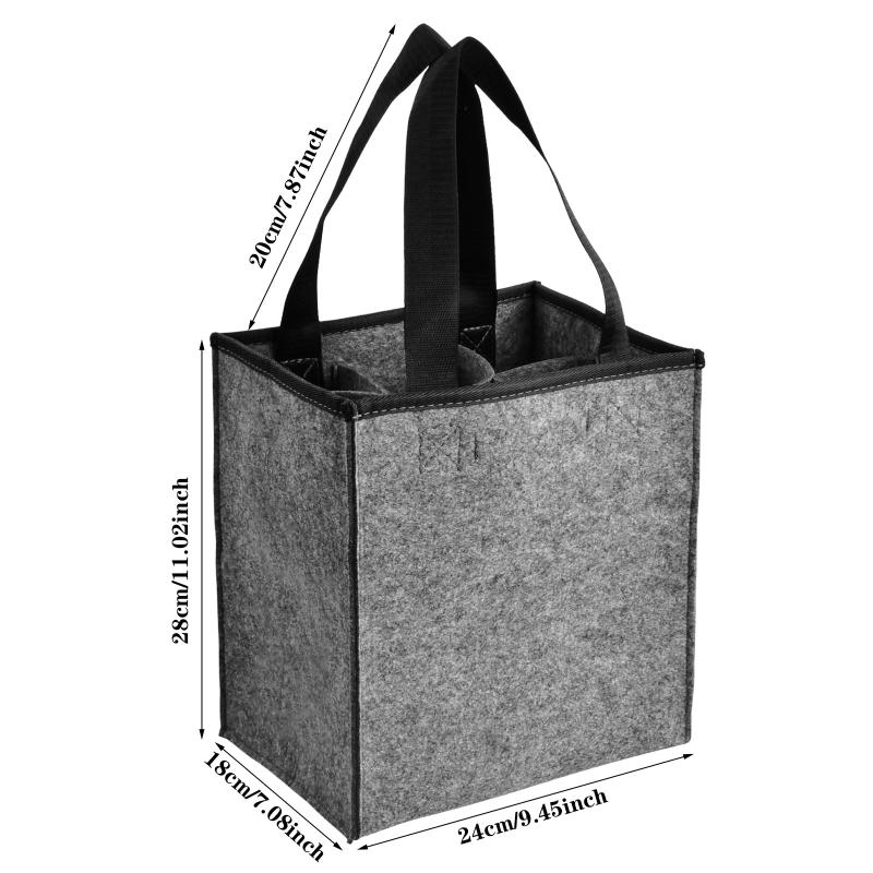 Felt Wine Tote Bag For 6 Bottles - Reusable Wine Bottle Carrier