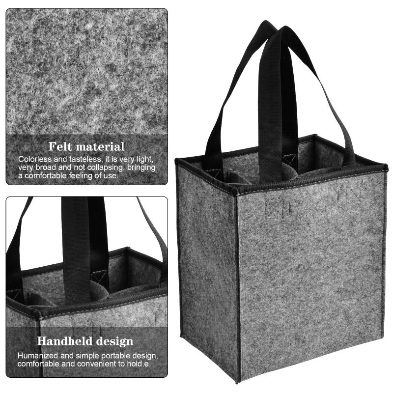Felt Wine Tote Bag For 6 Bottles - Reusable Wine Bottle Carrier