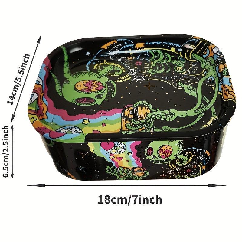 Creative Pattern Storage Box Rolling Tray Metal Rolling Tray