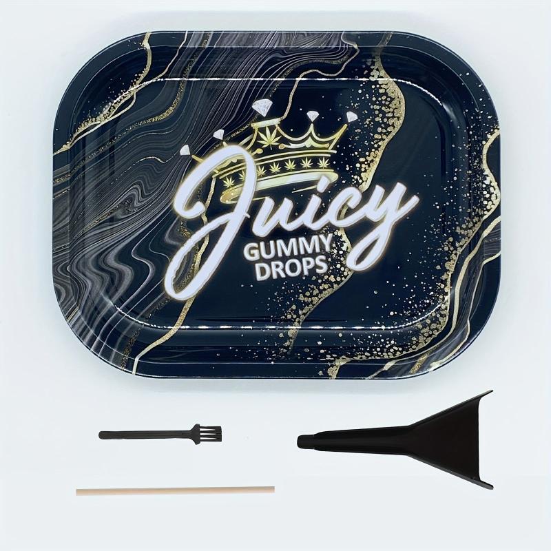 Creative Pattern Rolling Tray Set with Cleaning Brush, Pressing Rod, Cone Loader