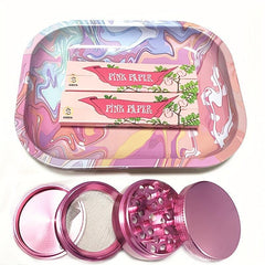 Pink Tools Set Rolling Tray Grinder Booklets Rolling Paper Storage Bag