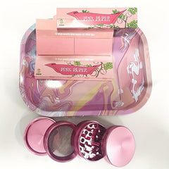 Pink Tools Set Rolling Tray Grinder Booklets Rolling Paper Storage Bag