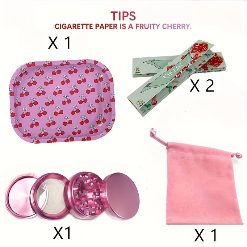 Pink Tools Set Rolling Tray Grinder Booklets Rolling Paper Storage Bag