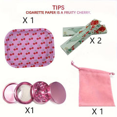 Pink Tools Set Rolling Tray Grinder Booklets Rolling Paper Storage Bag