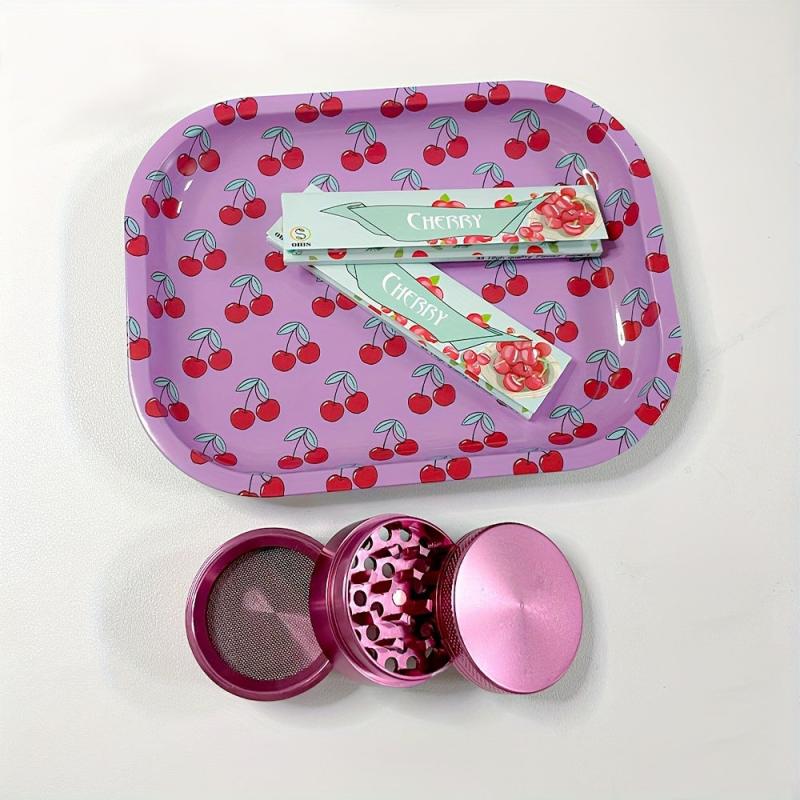 Pink Tools Set Rolling Tray Grinder Booklets Rolling Paper Storage Bag