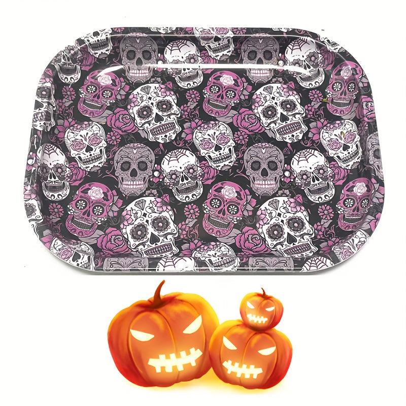 Halloween Skull Rolling Tray Metal Cartoon Washable Fruit Plate