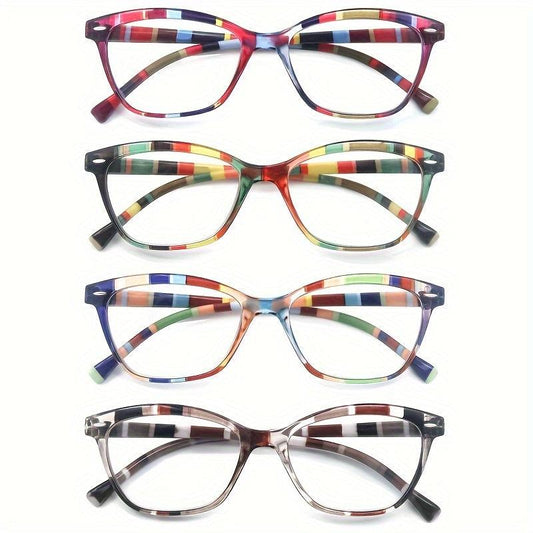 Women Reading Glasses Colorful Pattern Cat Eye Lightweight Flexible Spring Hinge