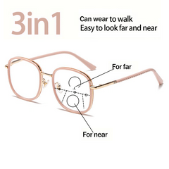 Metal Frame Progressive Lens Eyeglasses 1.0-3.5 Reading Glasses