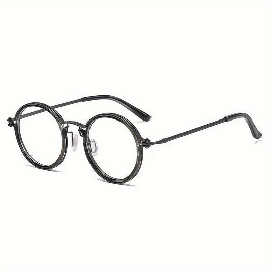 Men's Retro Round Frame Reading Glasses Anti Light Flat Mirror