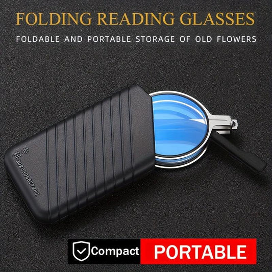 Round Metal Frame Foldable Reading Glasses Anti Light Rays Blocking Presbyopia