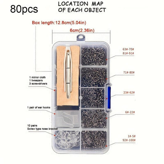 500pcs Glasses Repair Kit Screws Nose Holders Screwdriver