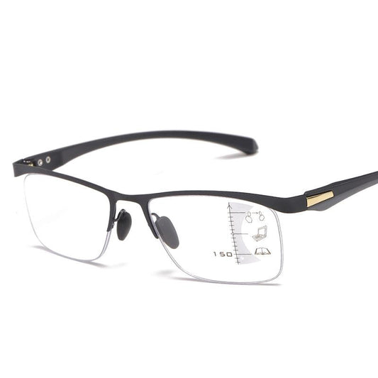 Metal Half Rim Progressive Lens Eyeglasses