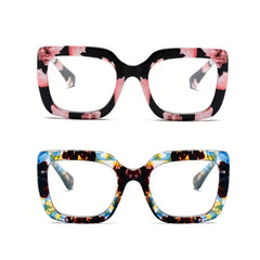 Retro Square Women's Reading Glasses Blackout Spring Hinge