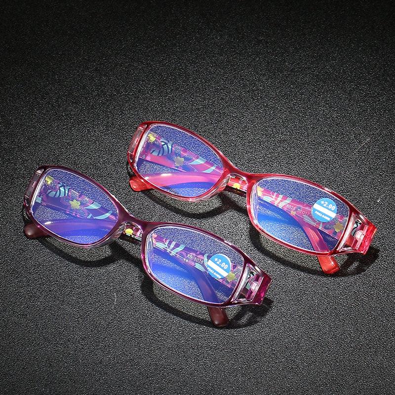 Plastic Light Blocking Reading Glasses With Soft Case For Women