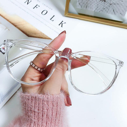 Gaming Glasses Oversized Round Frame Light Blocking Clear Lens Glasses