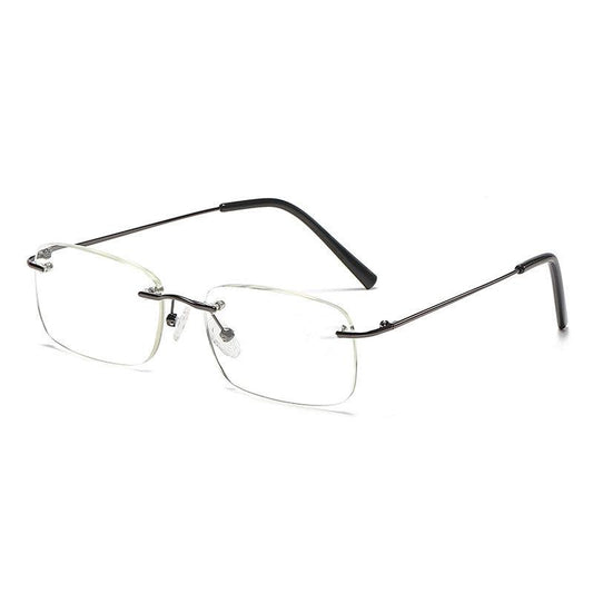 Metal Frame Rimless Light Blocking Reading Glasses