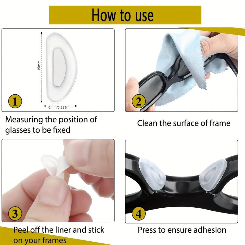 10 Pairs Silicone Adhesive Nose Pads for Glasses & Sunglasses
