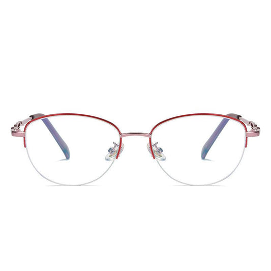 Metal Half Rim Round Lens Light Blocking Presbyopia Corrective Eyeglasses