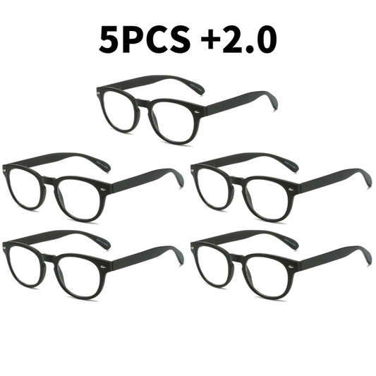5pcs Spring Hinge Plastic Frame Reading Glasses For Men And Women
