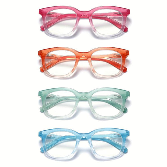 4pcs Women's Funky Reading Glasses Light Blocking