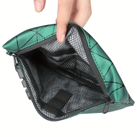 PU Leather Smell Proof Bag Storage Pouch with Combination Lock Container Case