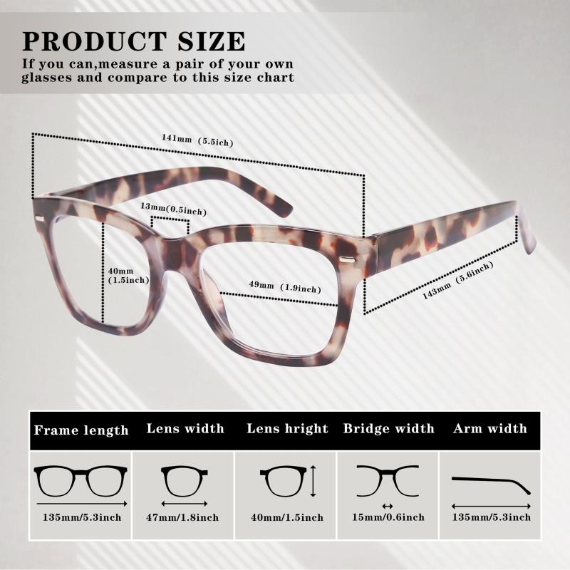 Square Reading Glasses Spring Hinge 1.0-3.5