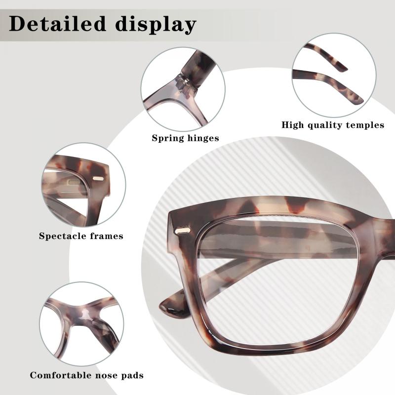 Square Reading Glasses Spring Hinge 1.0-3.5