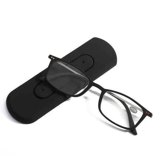 Metal Frame Portable Reading Glasses with Case Sticker