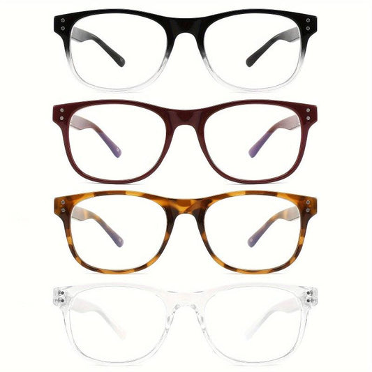 4Pack Light Blocking Reading Glasses with Spring Hinges