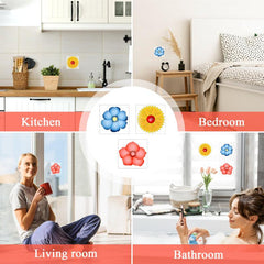 30Pcs Floral Style Fruit Fly Trap Window Sticker No Toxic Fly Paper For Home