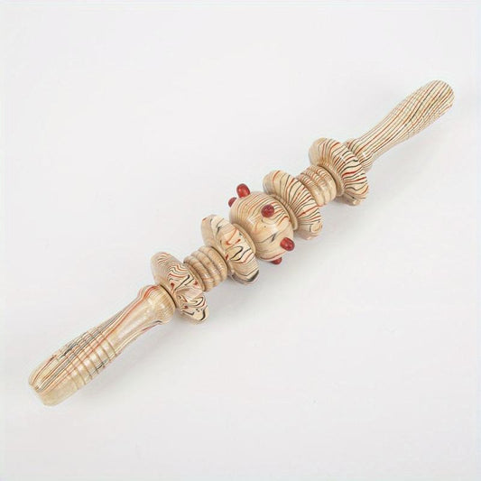 Wooden Abdominal Massager with Multiple Massage Wheels